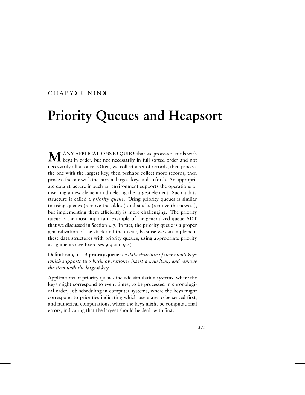 Priority Queues and Heapsort