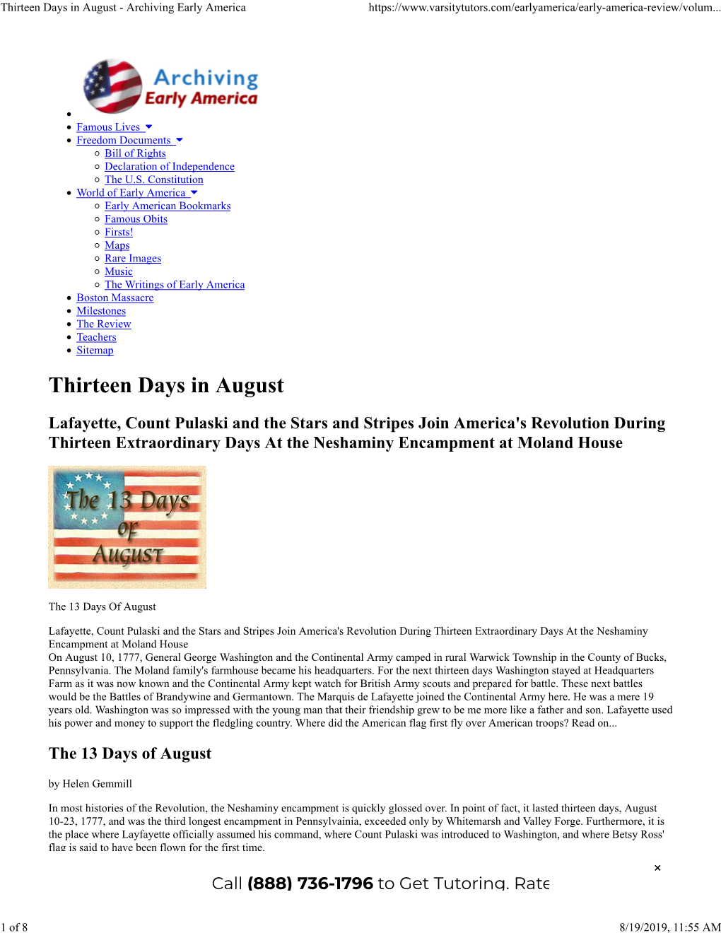 Thirteen Days in August - Archiving Early America