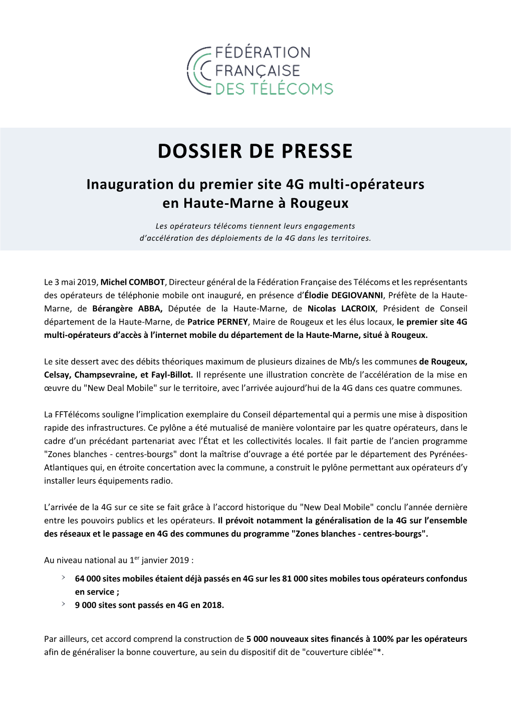 Inauguration Du Premier Site 4G Multi-Opérateurs En Haute-Marne À Rougeux