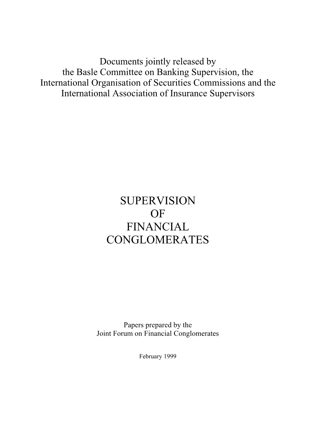 Supervision of Financial Conglomerates