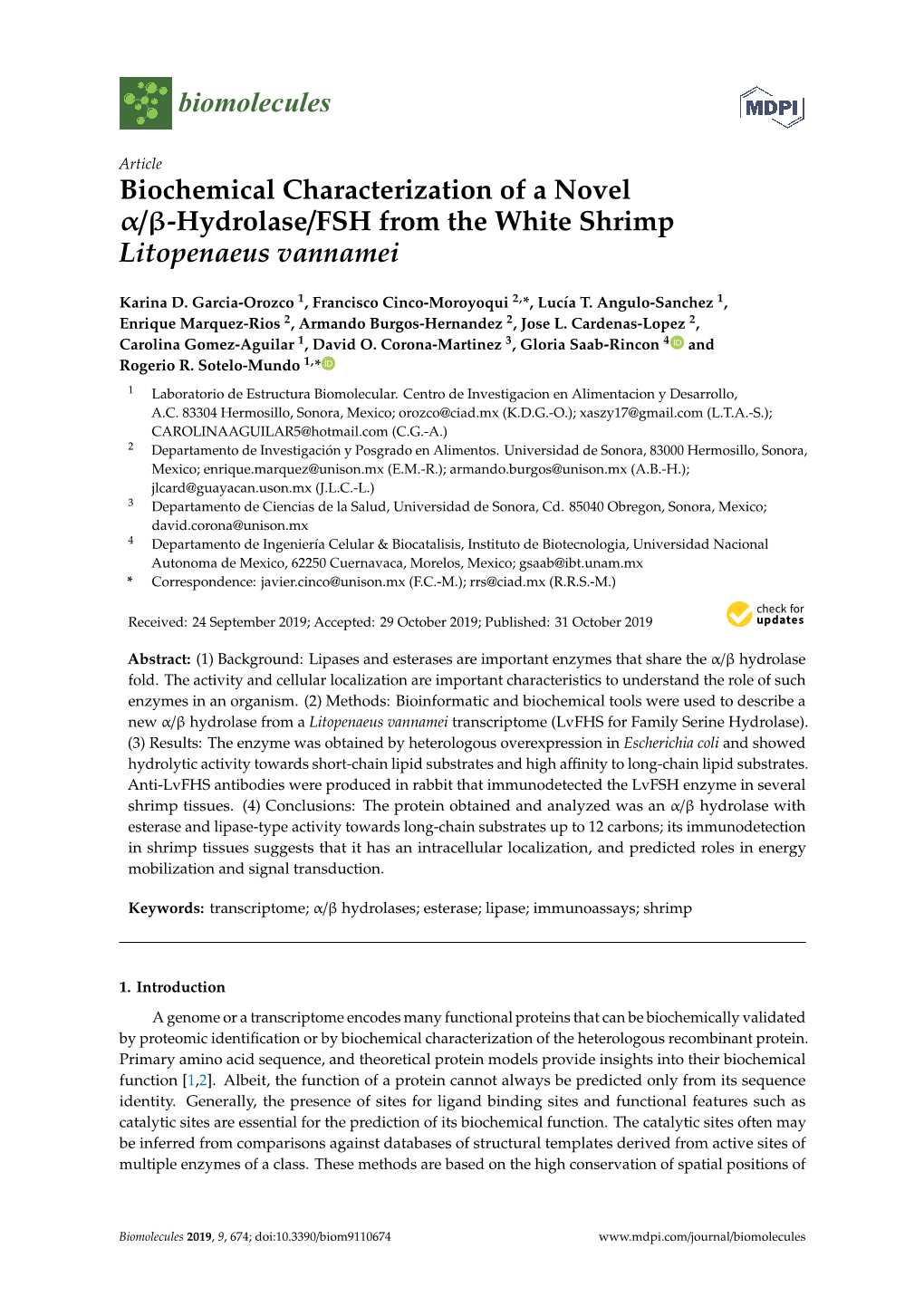 Hydrolase/FSH from the White Shrimp Litopenaeus Vannamei