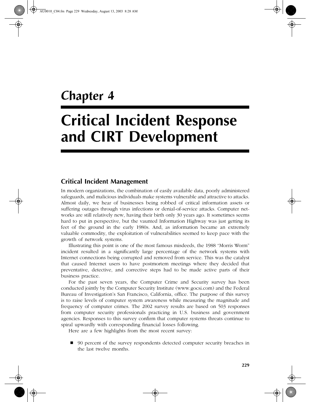 Critical Incident Response and CIRT Development