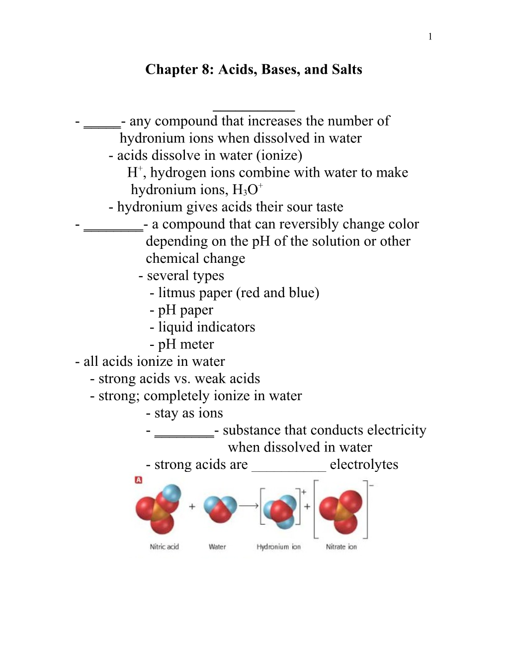Chapter 8: Acids, Bases, and Salts