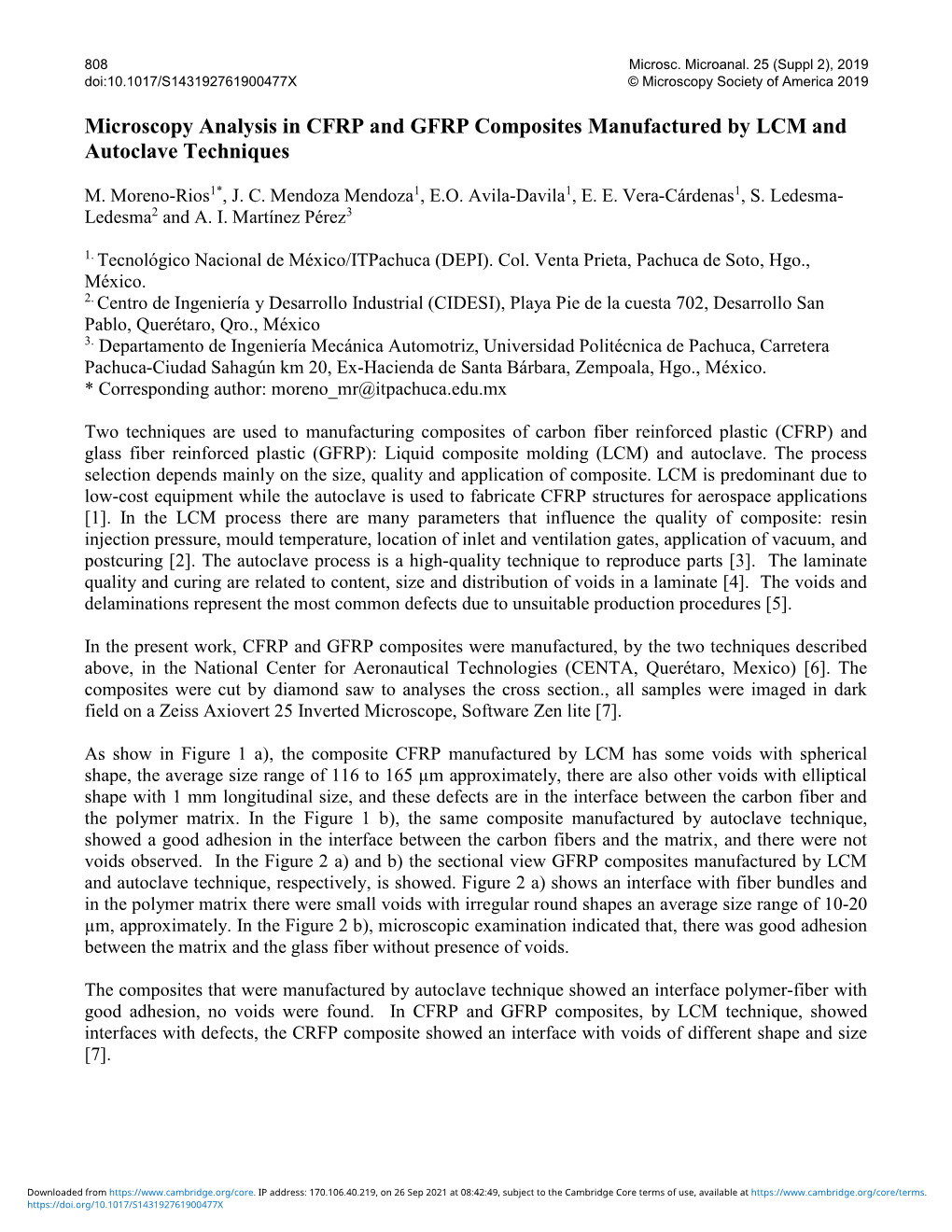 Microscopy Analysis in CFRP and GFRP Composites Manufactured by LCM and Autoclave Techniques