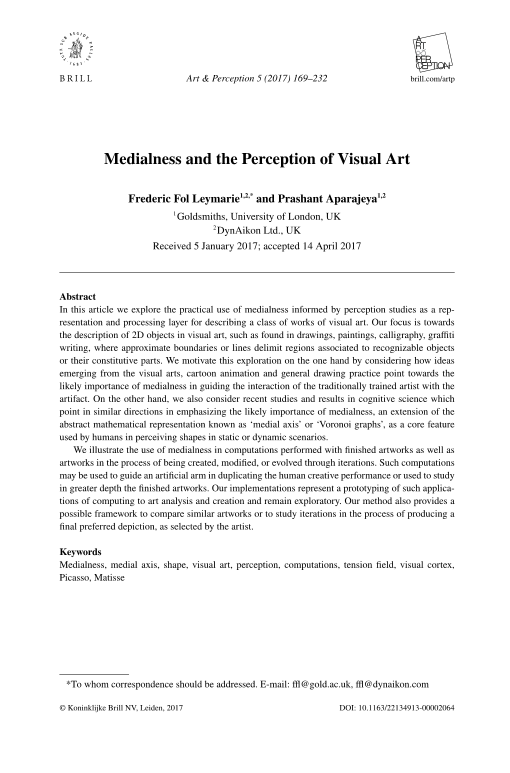Medialness and the Perception of Visual Art