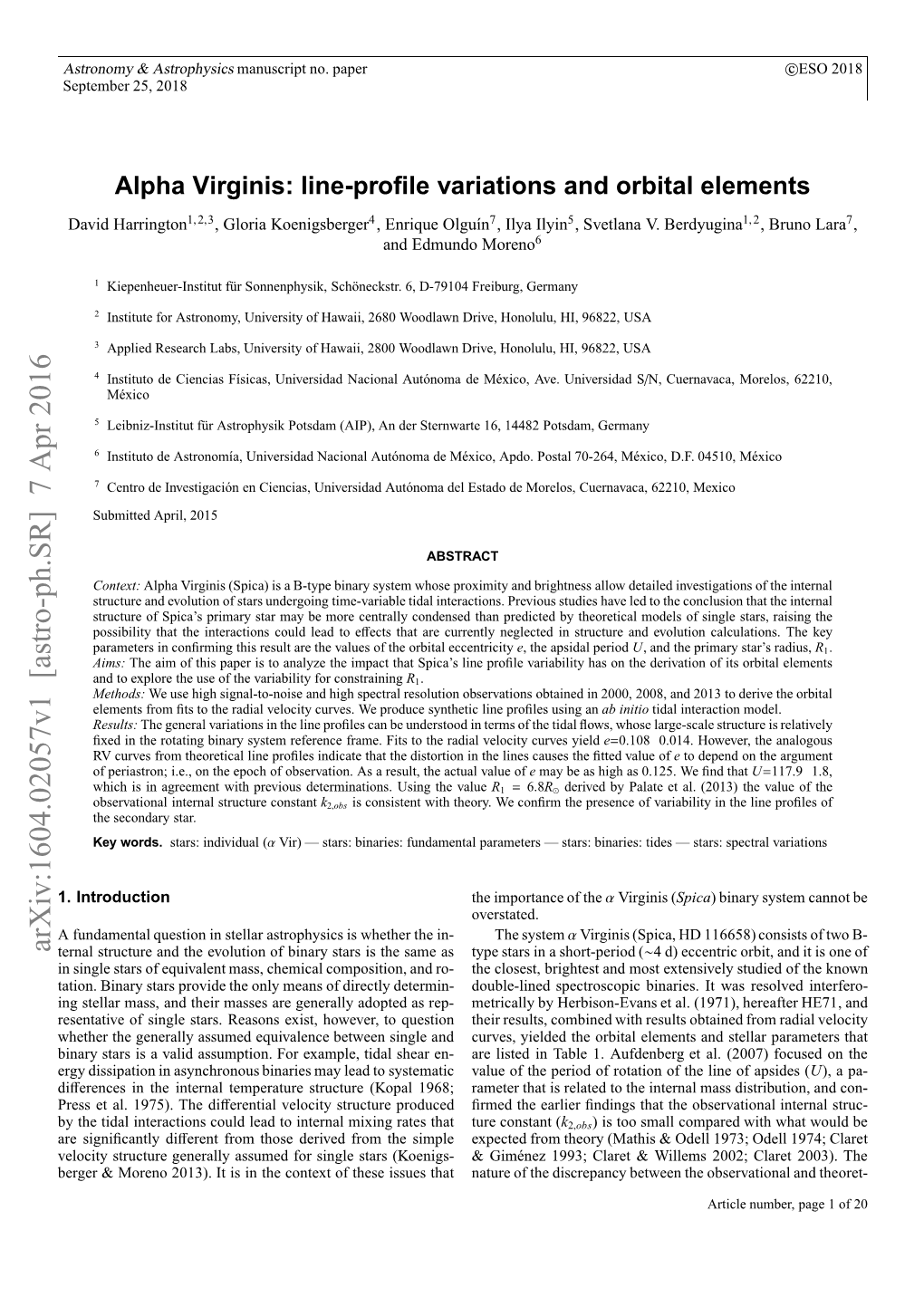 Alpha Virginis: Line-Profile Variations and Orbital Elements