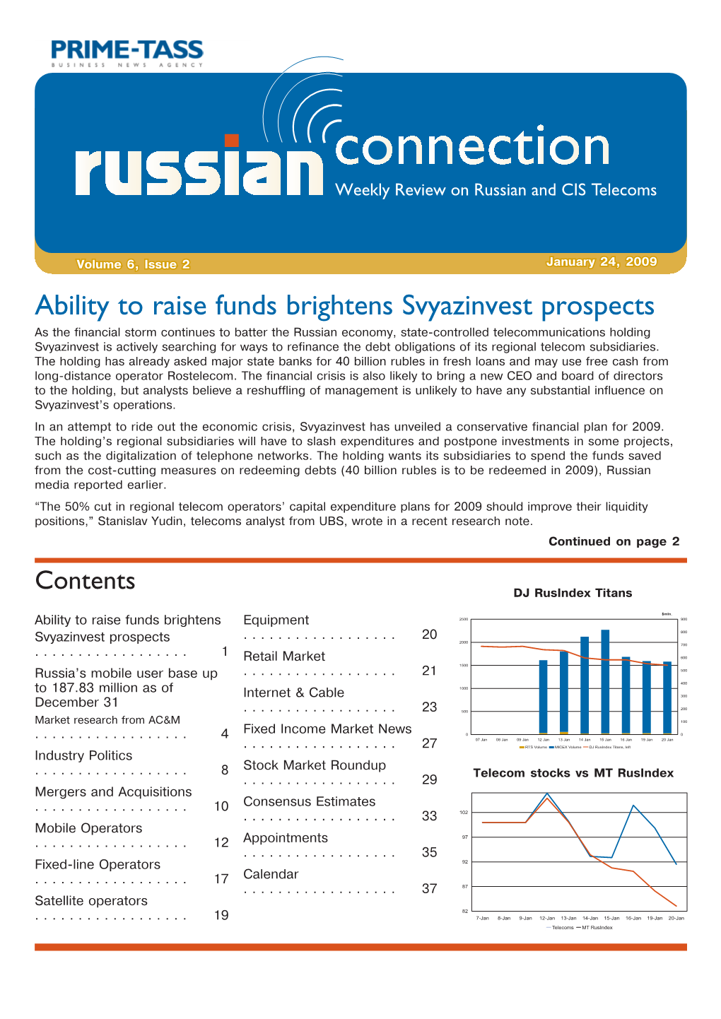 Ability to Raise Funds Brightens Svyazinvest Prospects