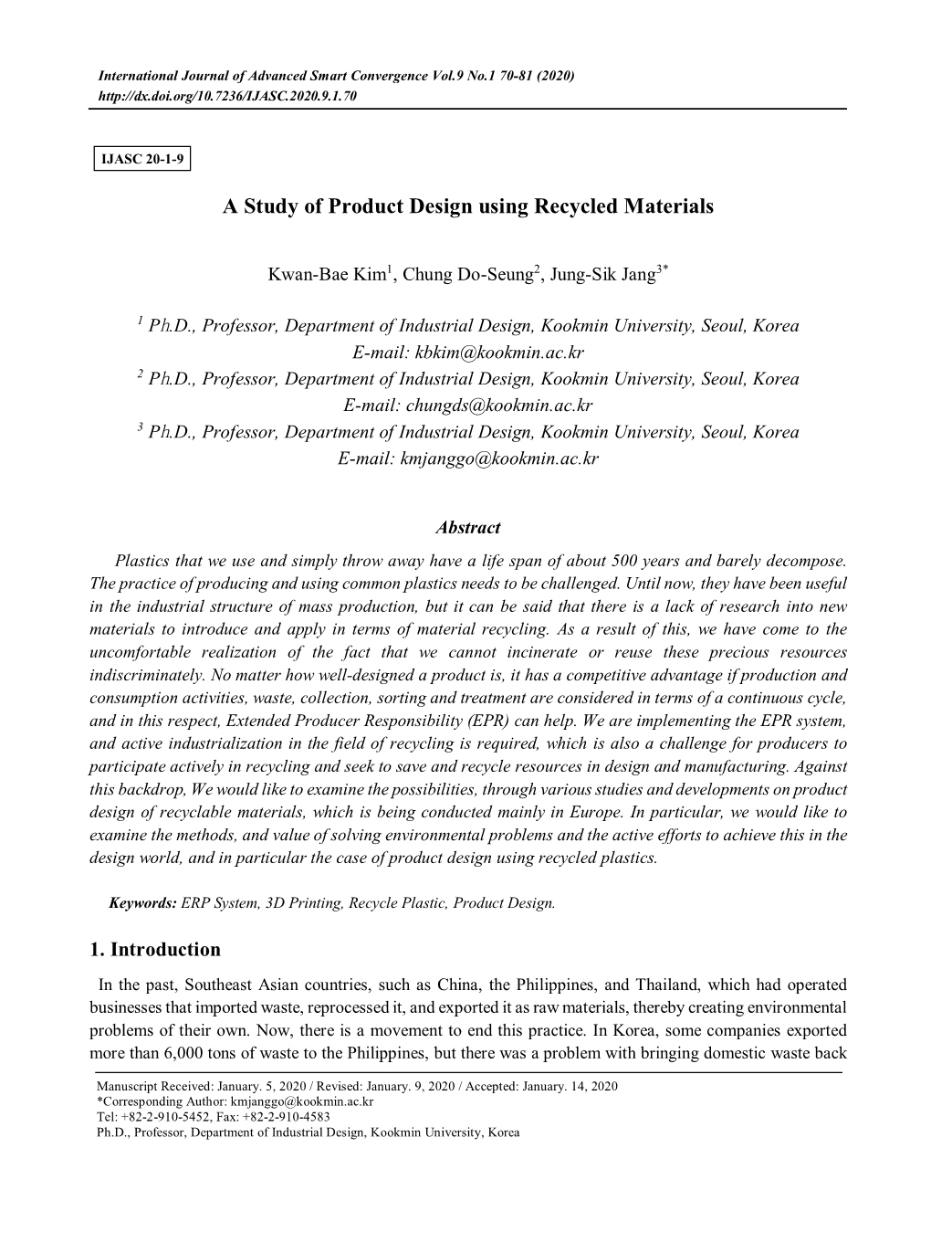 A Study of Product Design Using Recycled Materials