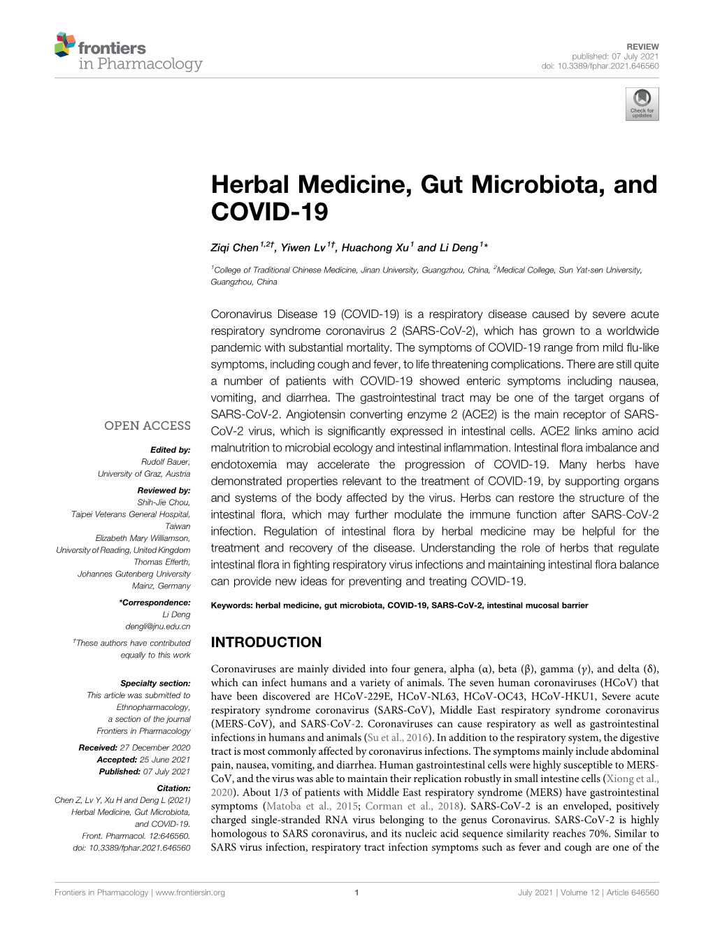 Herbal Medicine, Gut Microbiota, and COVID-19