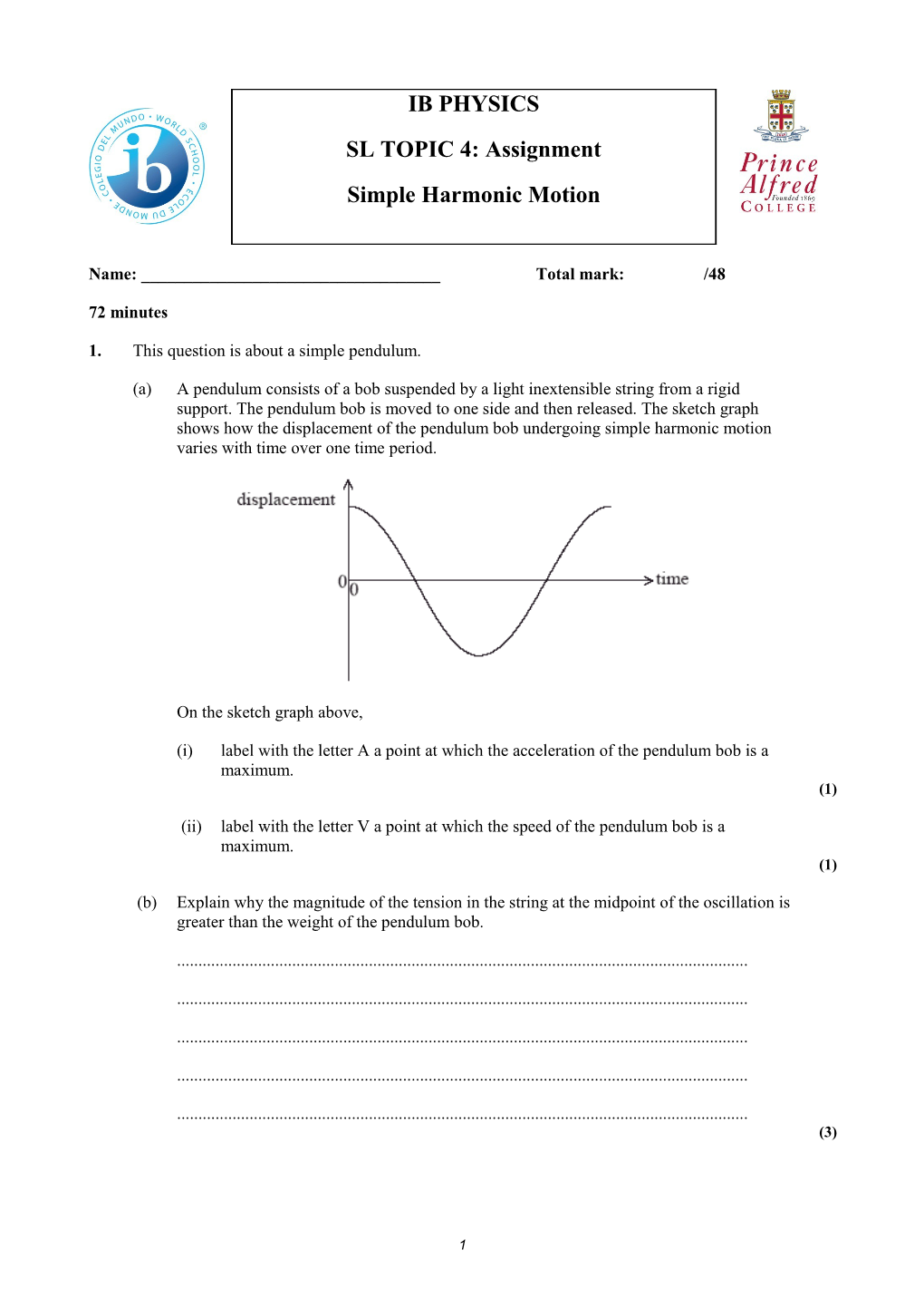 1. This Question Is About a Simple Pendulum