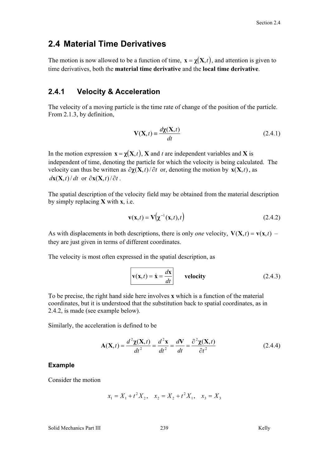 2.4 Material Time Derivatives