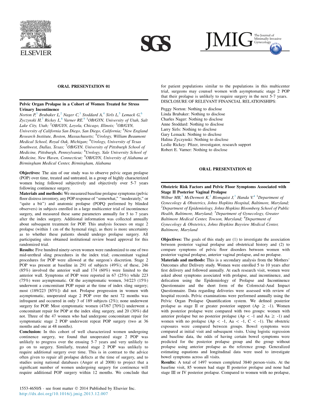 Obstetric Risk Factors and Pelvic Floor Symptoms Associated with Stage II