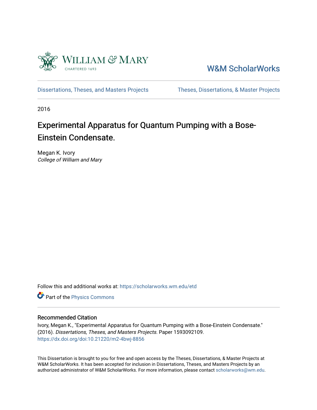 Experimental Apparatus for Quantum Pumping with a Bose-Einstein Condensate.