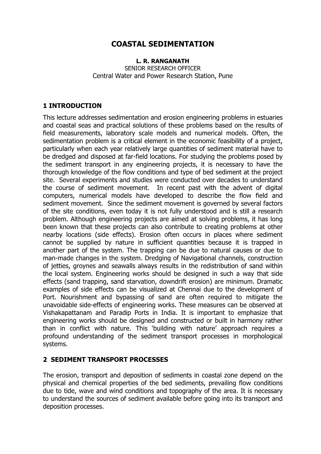 Coastal Sedimentation