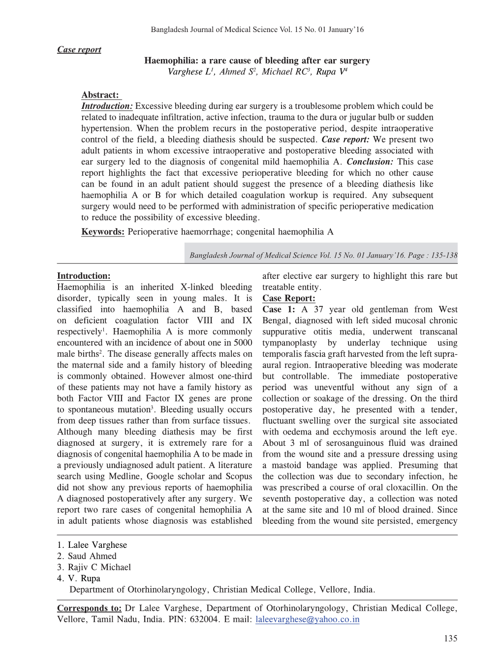 135 Case Report Haemophilia