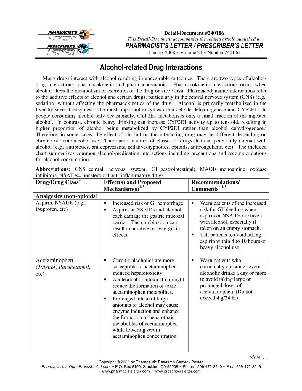 Alcohol-Related Drug Interactions