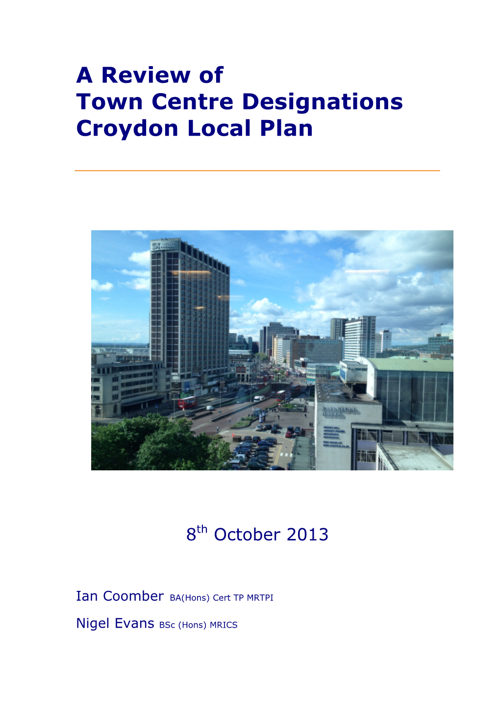 A Review of Town Centre Designations Croydon Local Plan