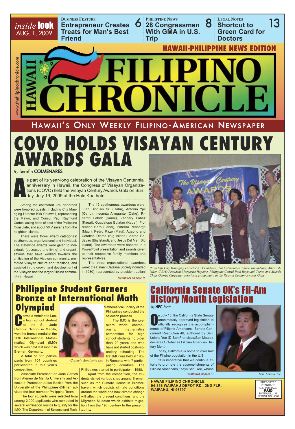 Covo Holds Visayan Century Awards Gala