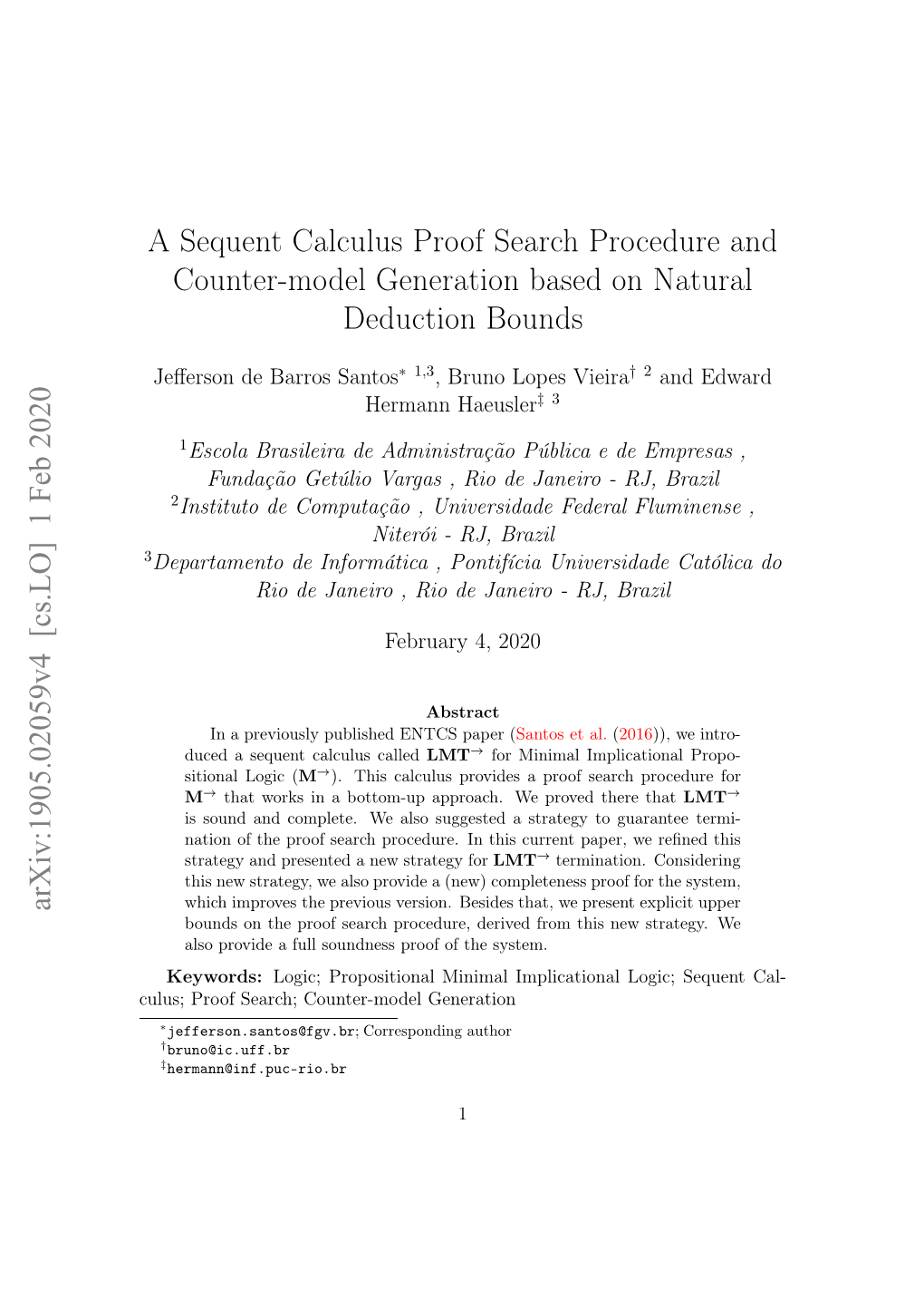 A Sequent Calculus Proof Search Procedure and Counter-Model