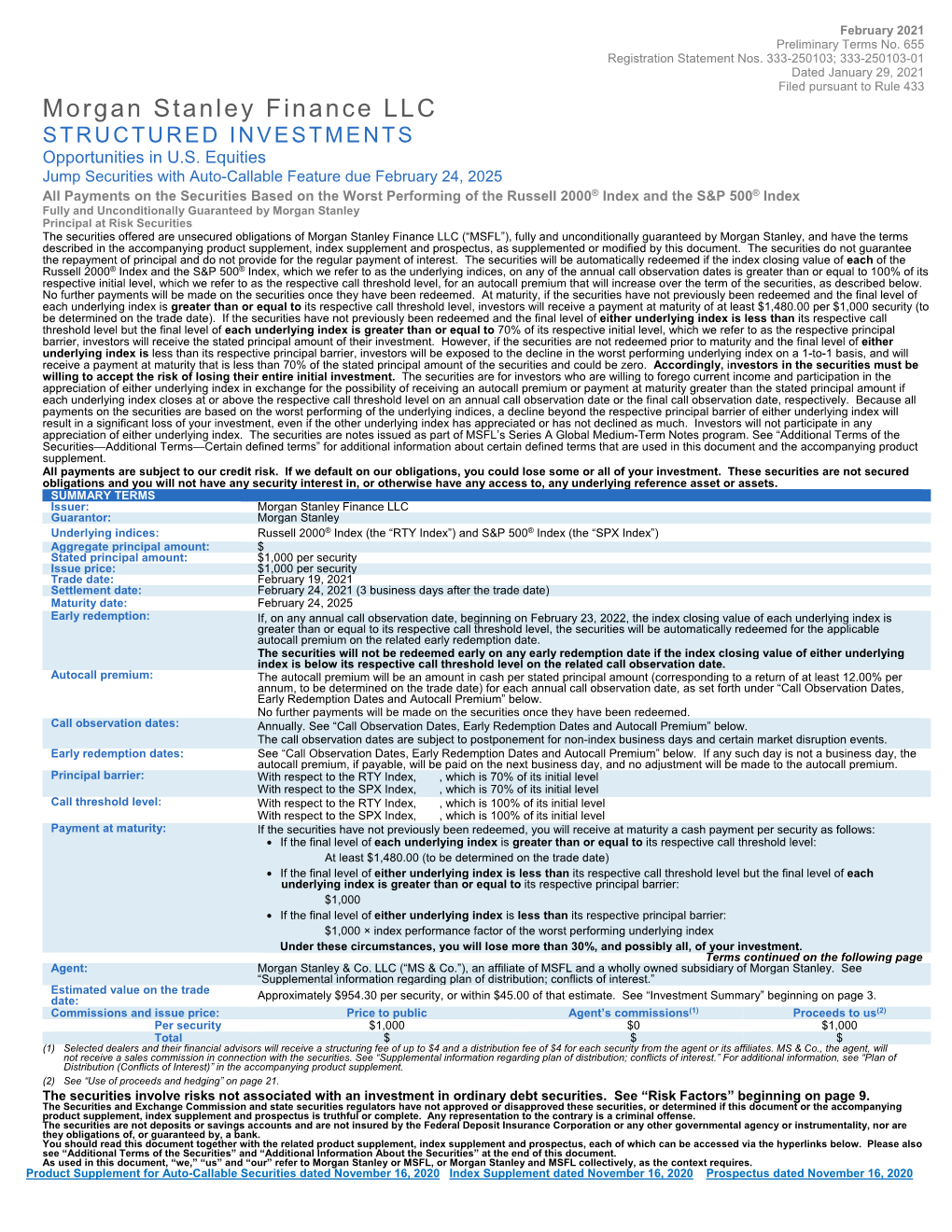 Morgan Stanley Finance LLC STRUCTURED INVESTMENTS Opportunities in U.S