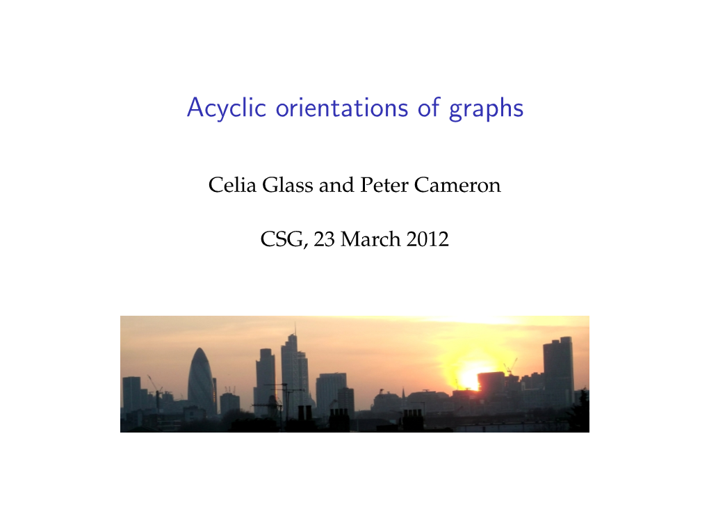 Acyclic Orientations of Graphs