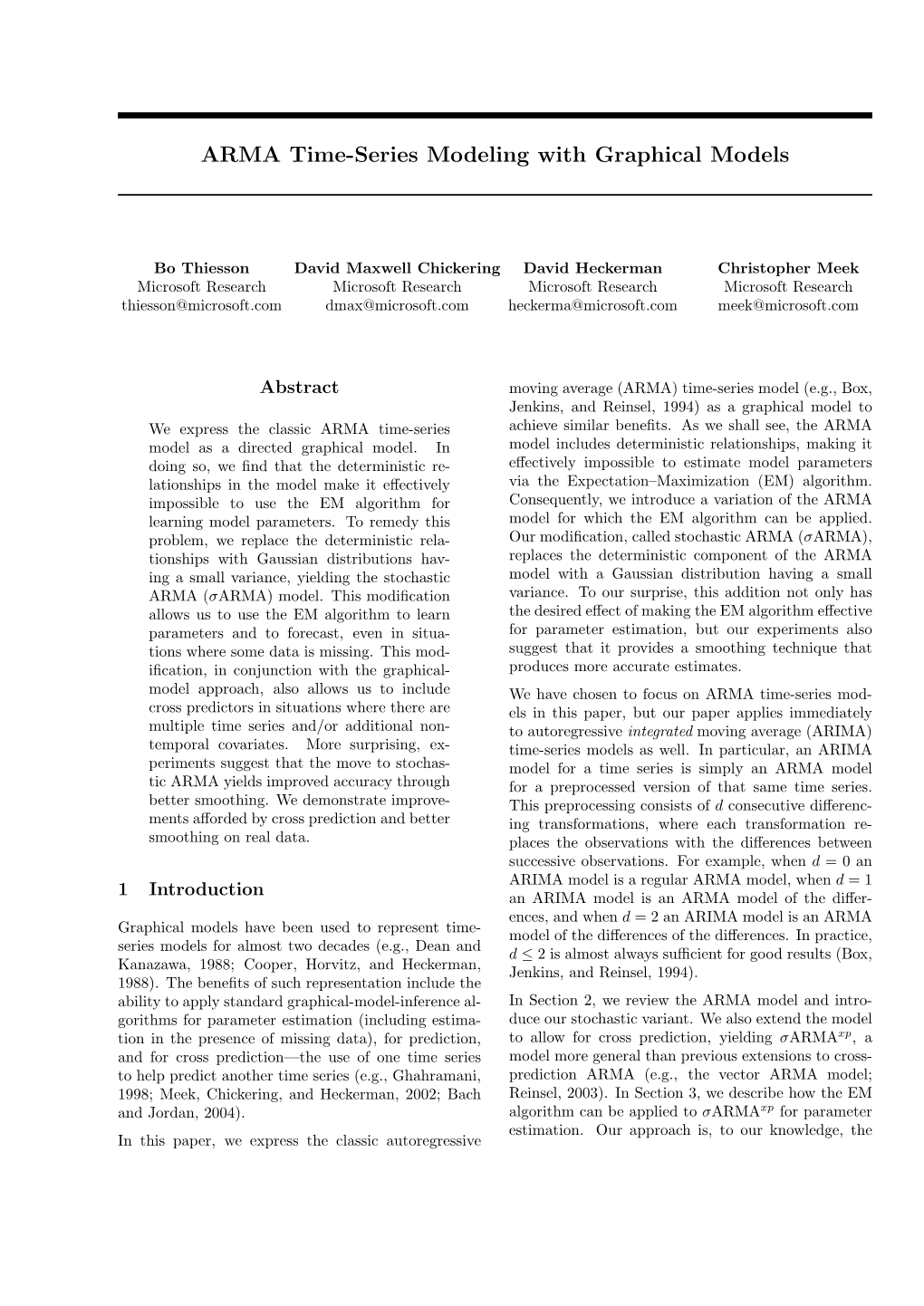 ARMA Time-Series Modeling with Graphical Models