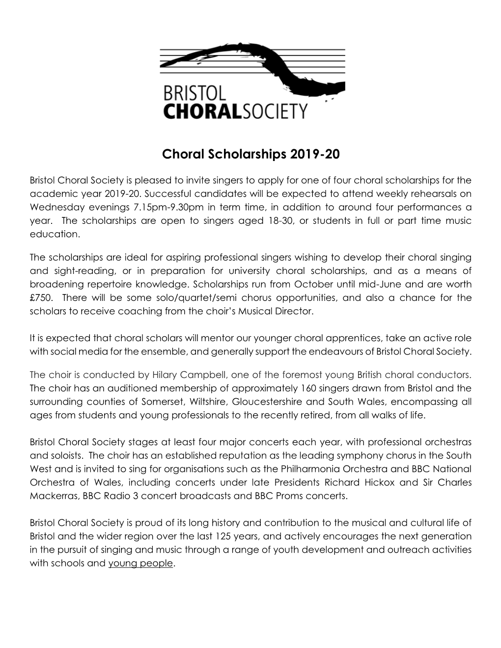 Choral Scholarships 2019-20