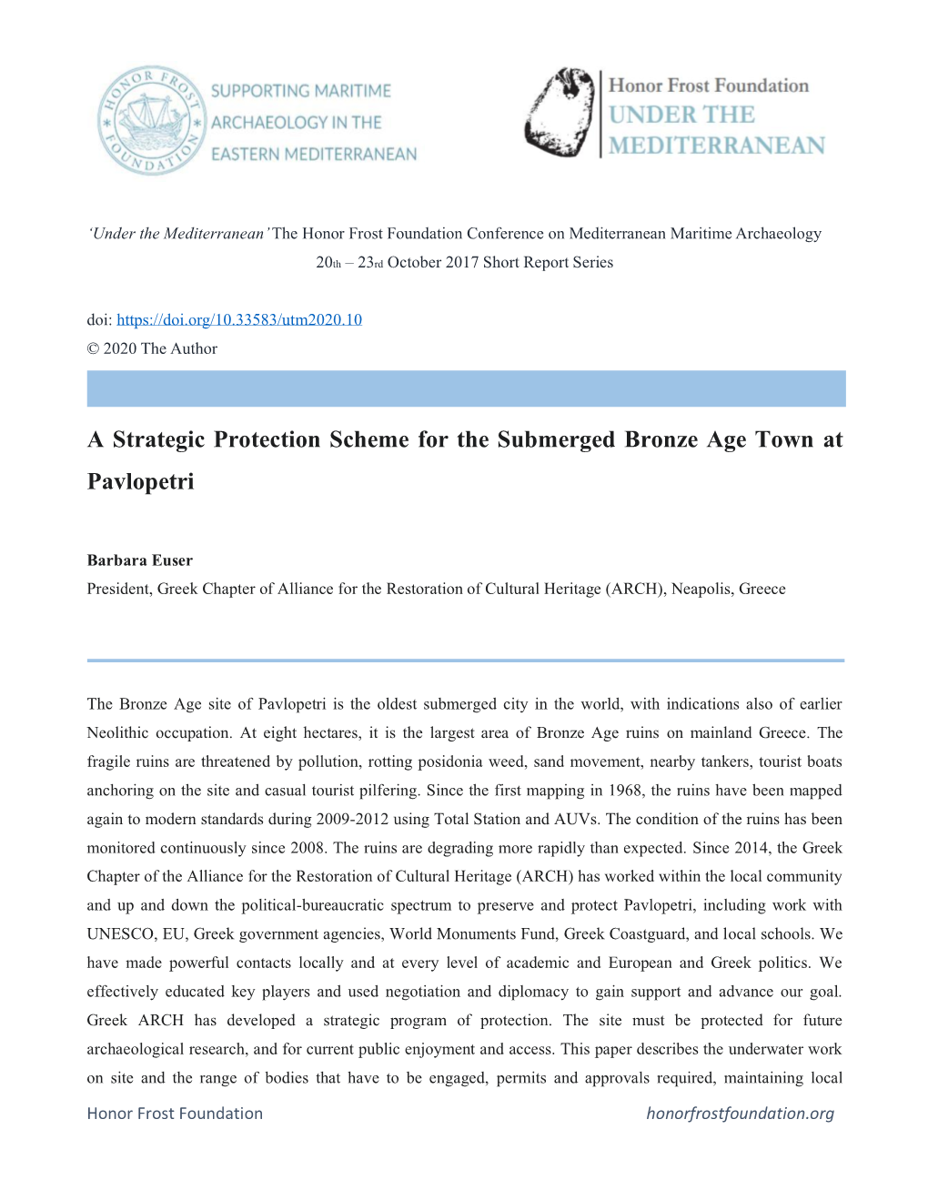 Euser. a Strategic Protection Scheme for the Submerged Bronze Age