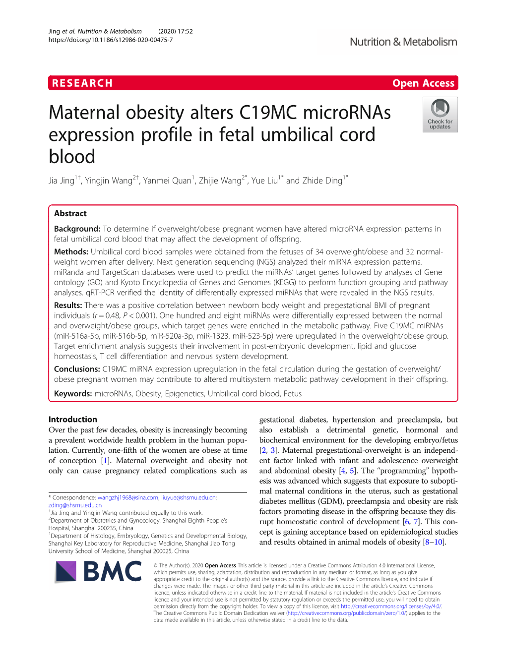 Maternal Obesity Alters C19MC Micrornas Expression Profile In