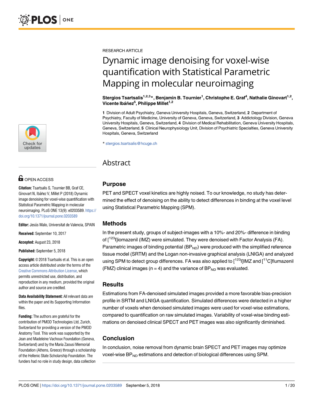 Dynamic Image Denoising for Voxel-Wise Quantification with Statistical Parametric Mapping in Molecular Neuroimaging