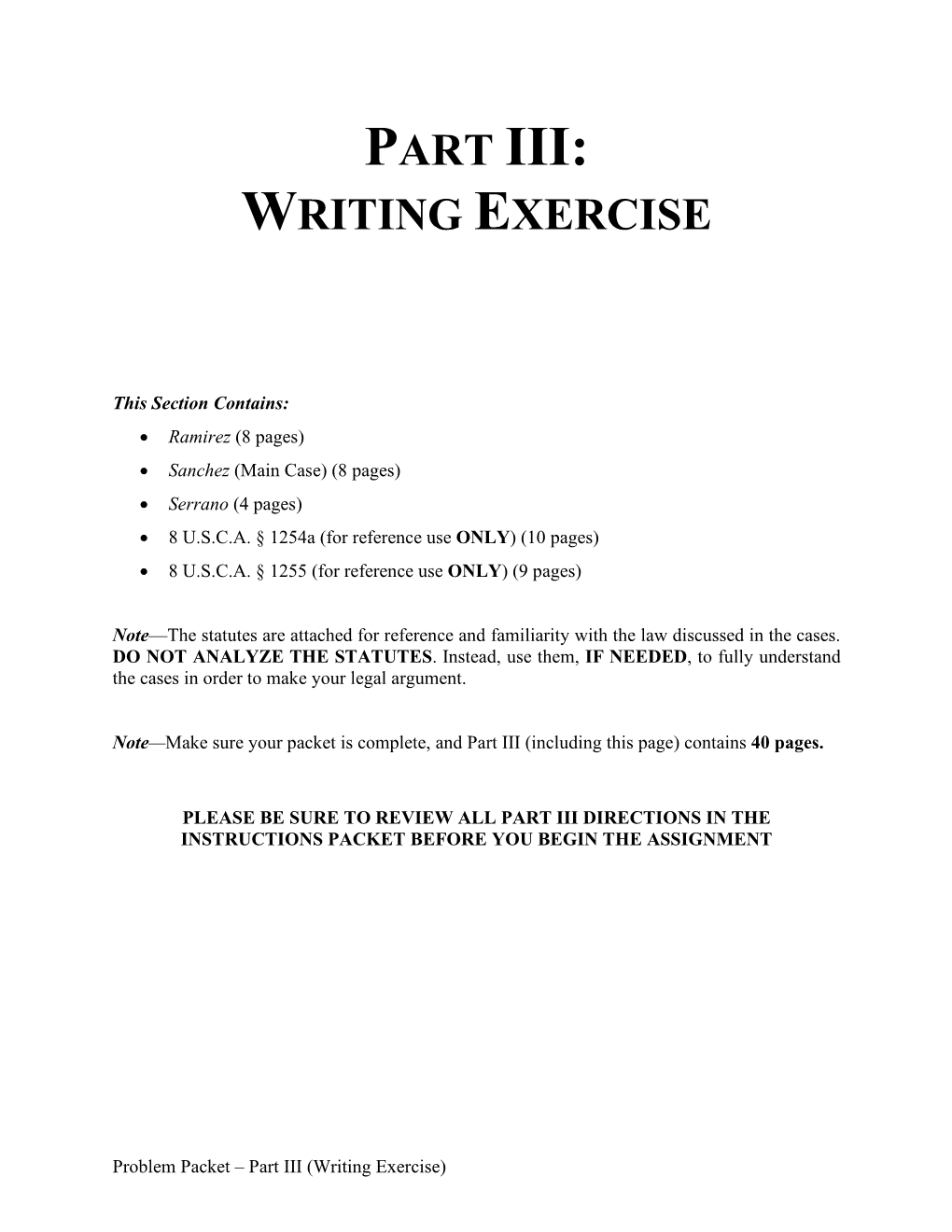 Part Iii: Writing Exercise