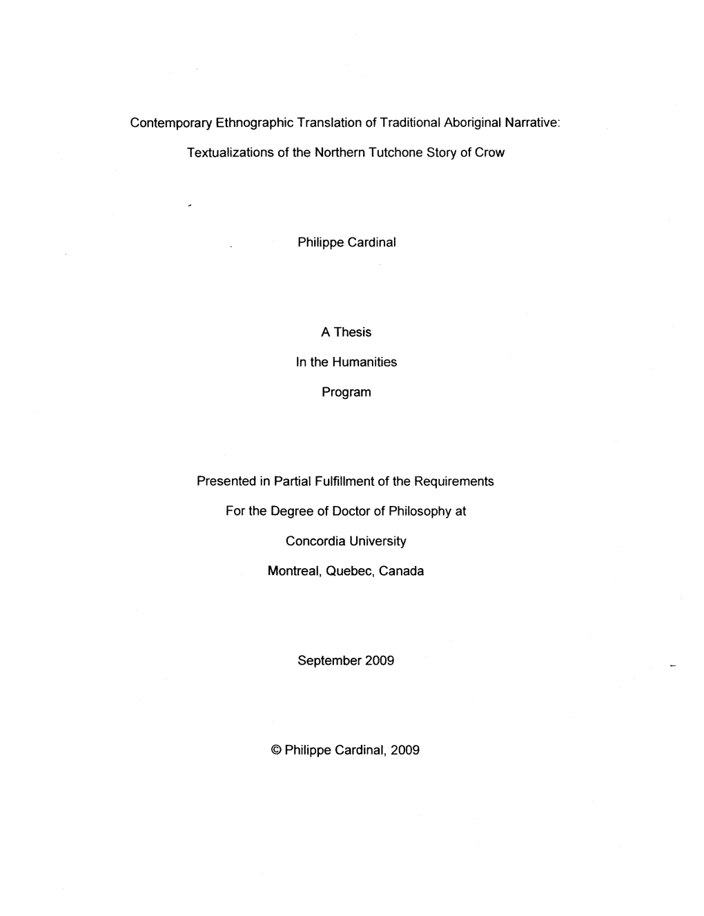 Textualizations of the Northern Tutchone Story of Crow