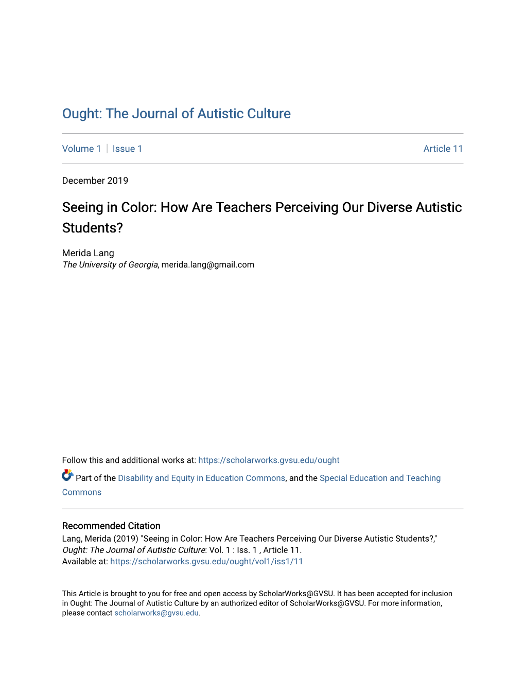 How Are Teachers Perceiving Our Diverse Autistic Students?