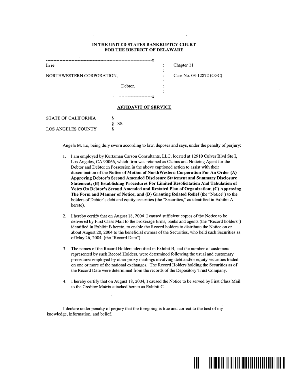 Exhibit a NORTHWESTERN CORPORATION SECURITIES AS of MARCH 26, 2004