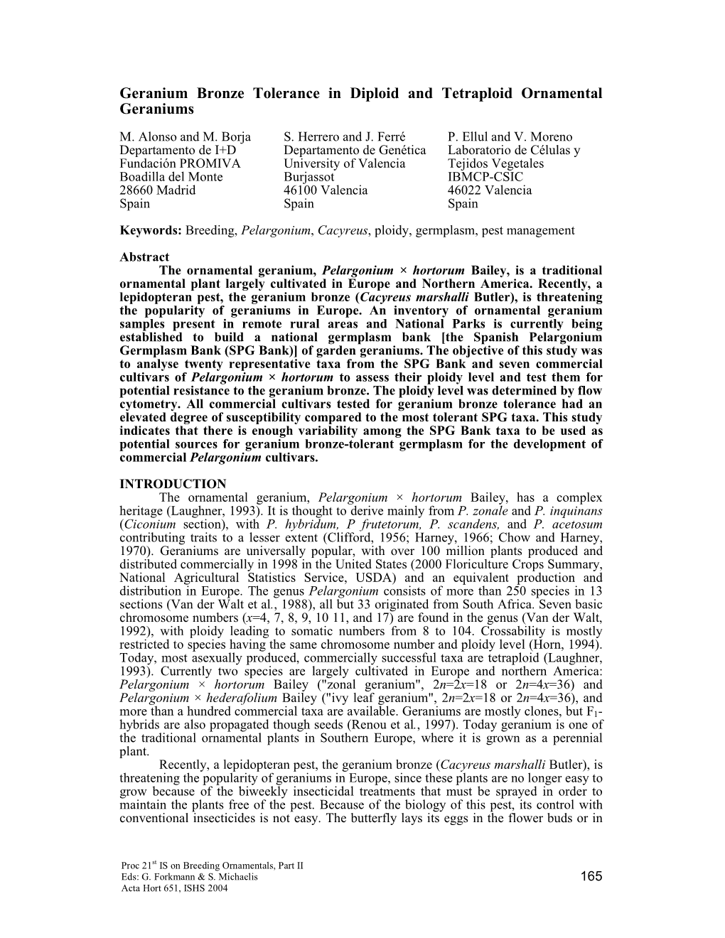 Geranium Bronze Tolerance in Diploid and Tetraploid Ornamental Geraniums