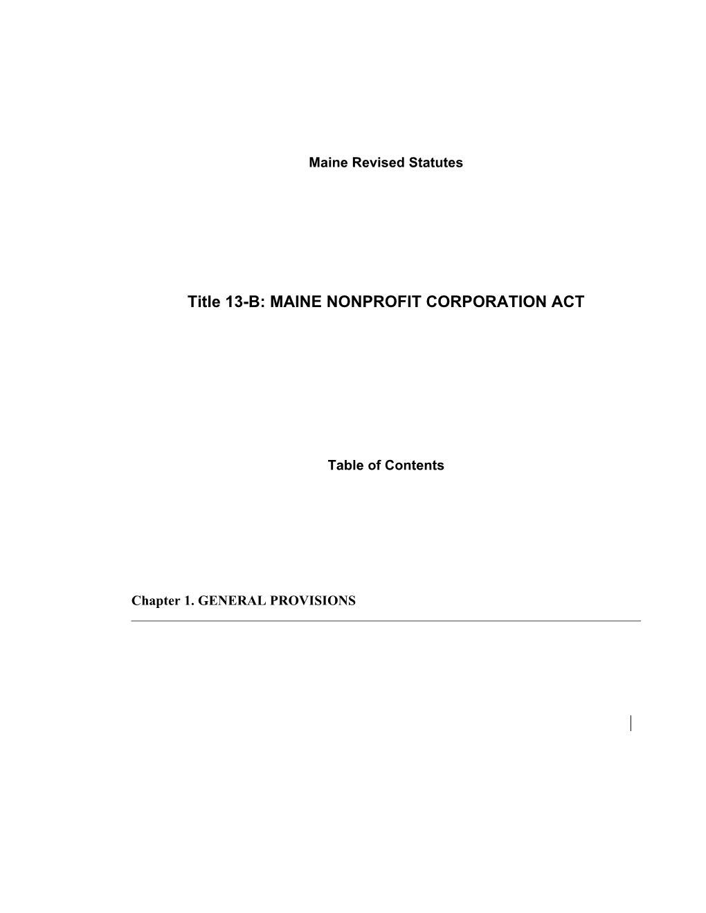 MRS Title 13-B: MAINE NONPROFIT CORPORATION ACT