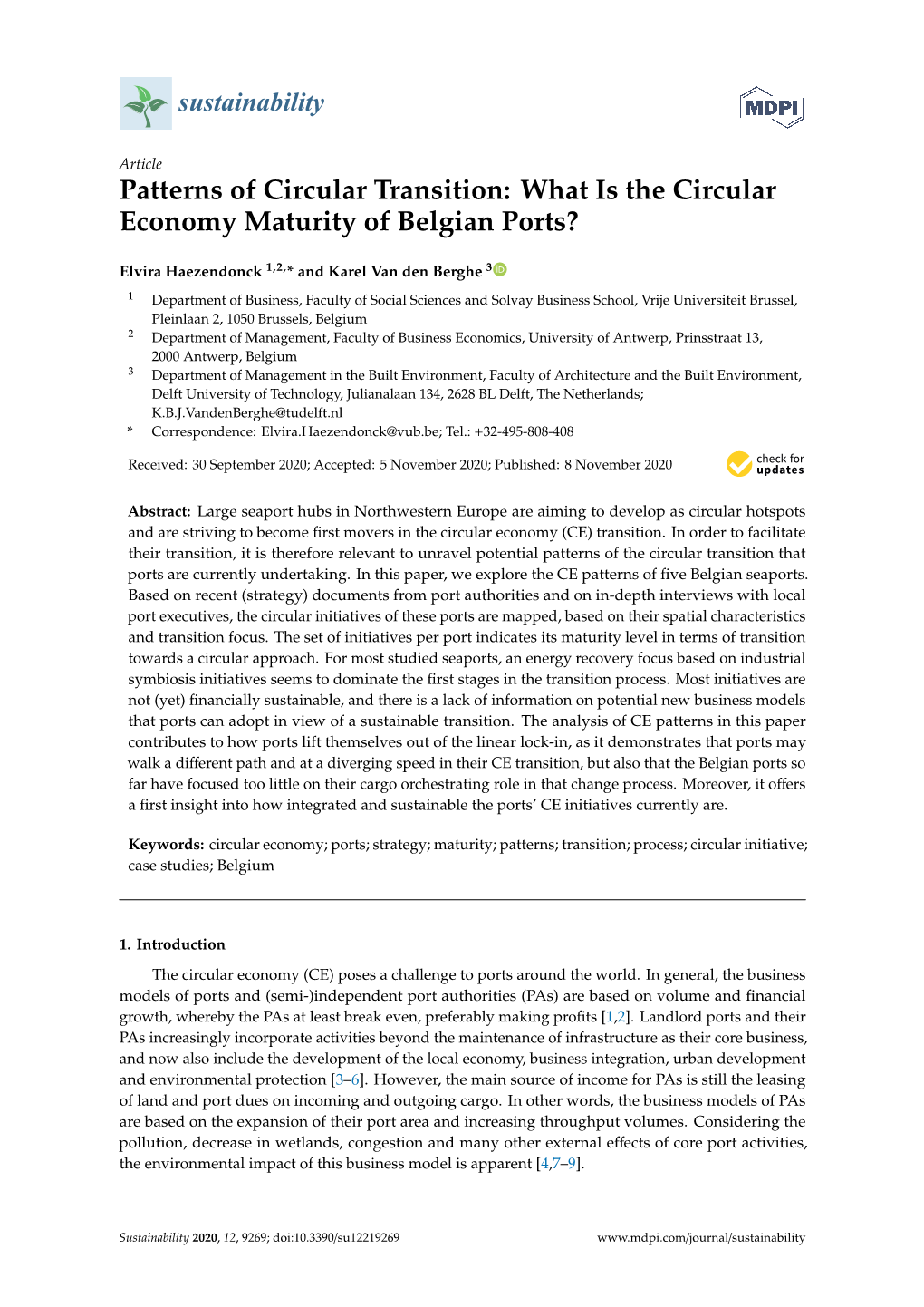 What Is the Circular Economy Maturity of Belgian Ports?