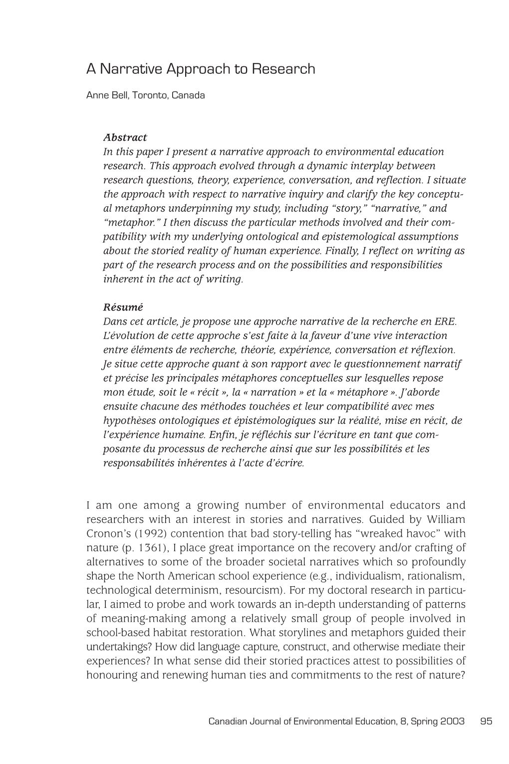 A Narrative Approach to Research