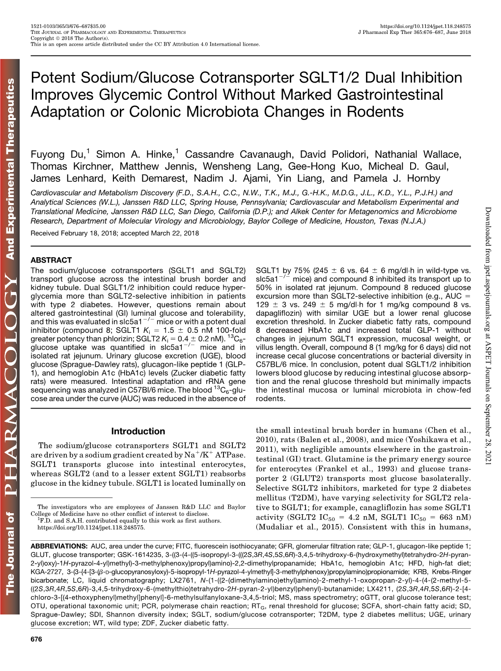 Potent Sodium/Glucose Cotransporter SGLT1/2 Dual Inhibition Improves