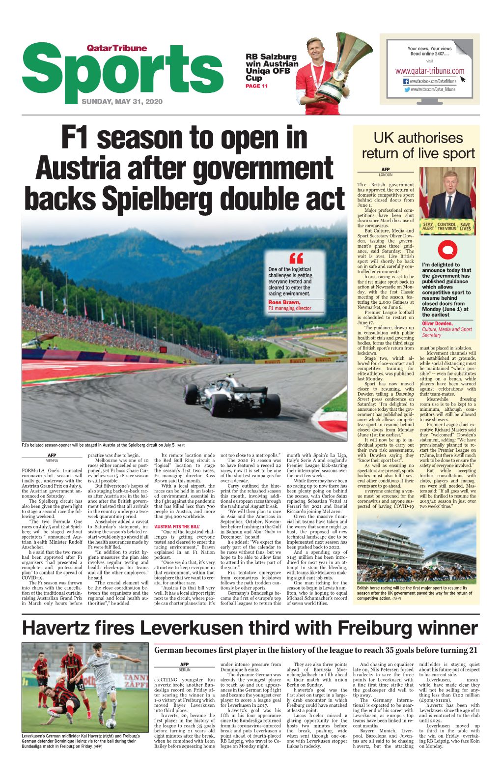 F1 Season to Open in Austria After Government Backs Spielberg Double
