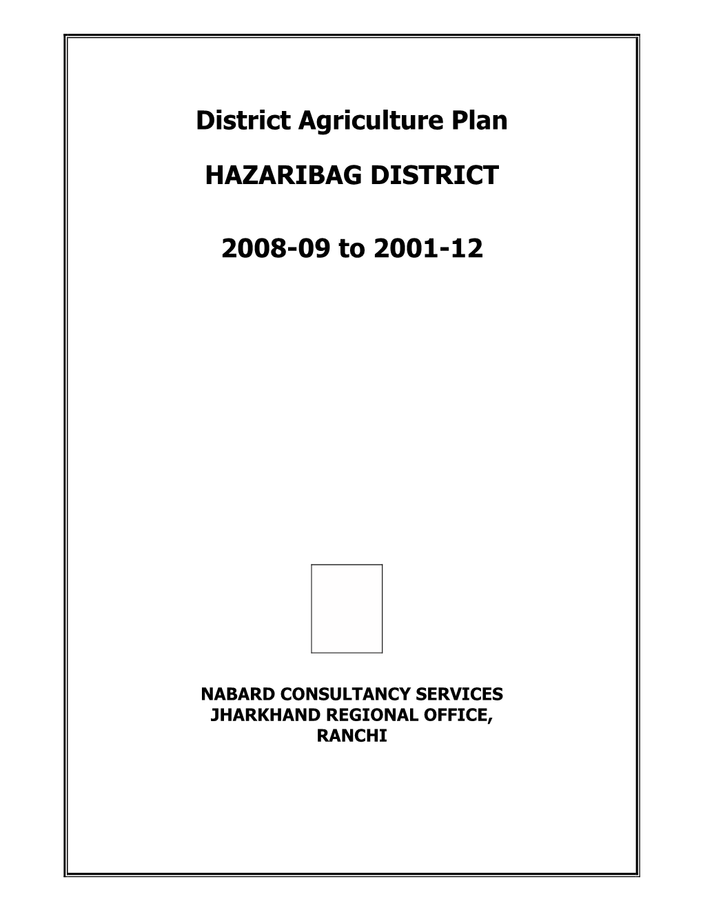 District Agriculture Plan Hazaribag