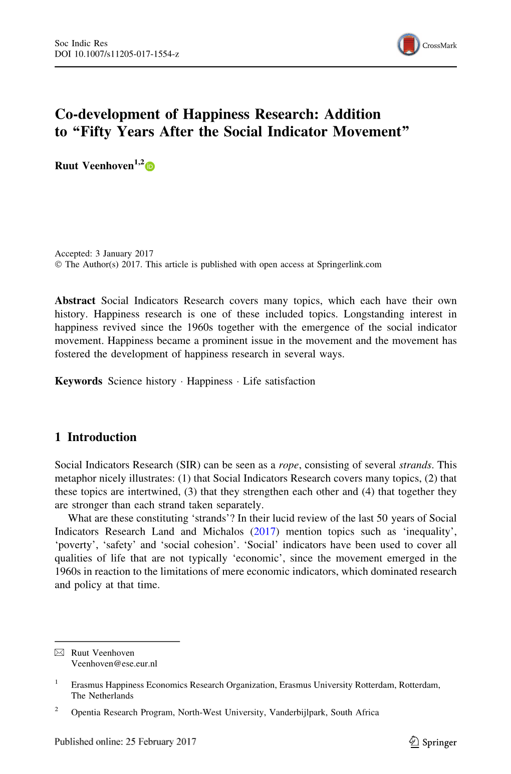 Co-Development of Happiness Research: Addition to “Fifty Years