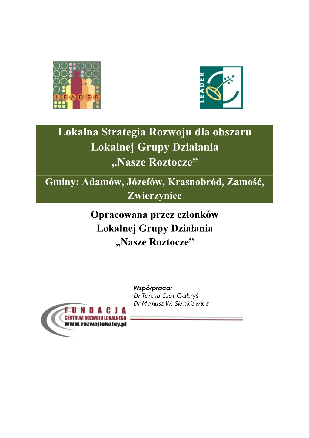 Lokalna Strategia Rozwoju Dla Obszaru Lokalnej Grupy Działania