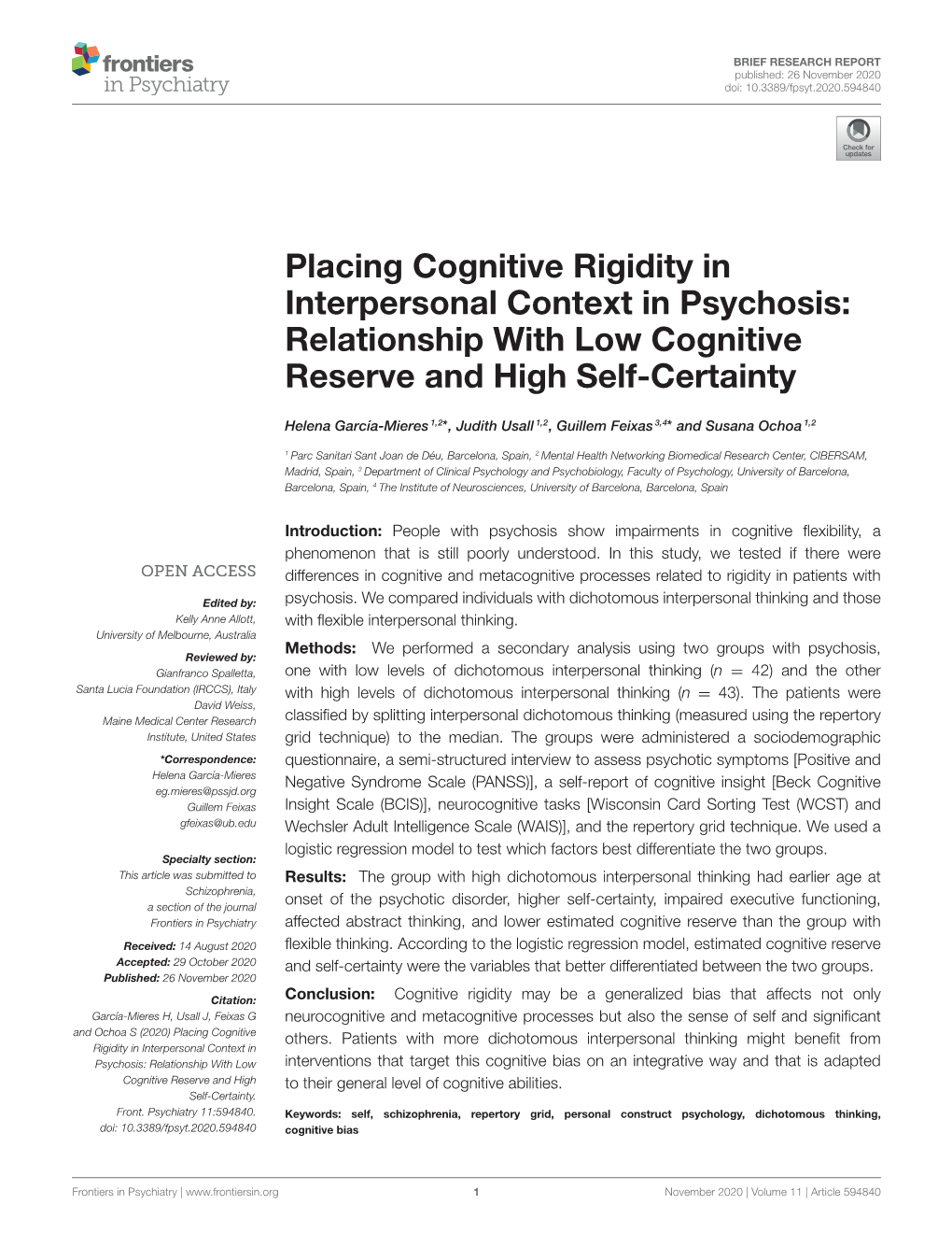 Placing Cognitive Rigidity in Interpersonal Context in Psychosis: Relationship with Low Cognitive Reserve and High Self-Certainty