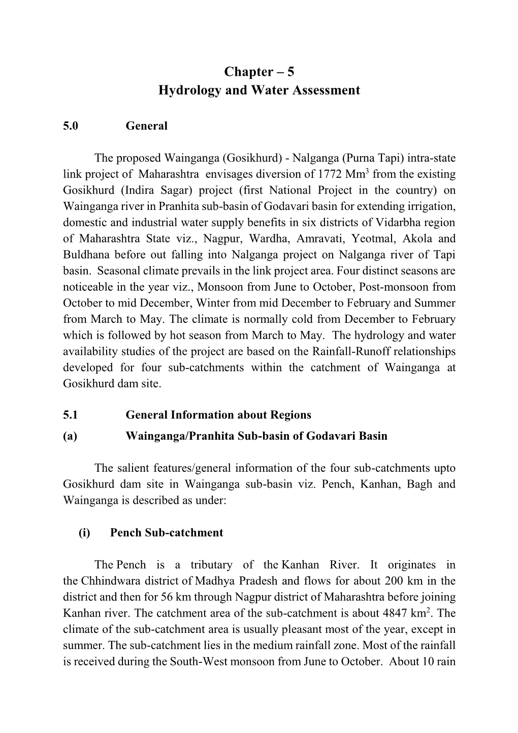 Chapter – 5 Hydrology and Water Assessment