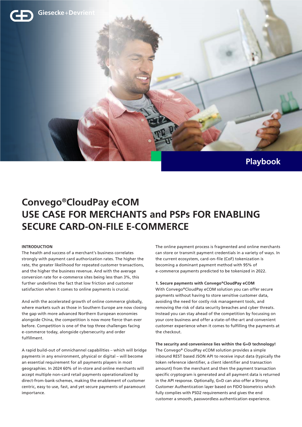 Convego®Cloudpay Ecom USE CASE for MERCHANTS and Psps for ENABLING SECURE CARD-ON-FILE E-COMMERCE