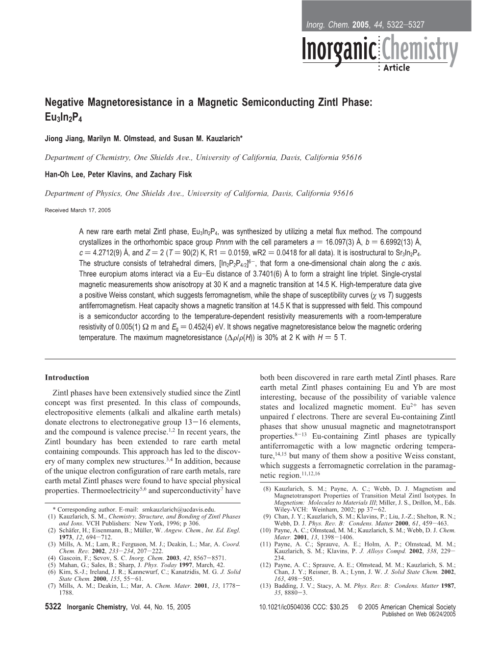 Negative Magnetoresistance in a Magnetic Semiconducting Zintl Phase: Eu3in2p4