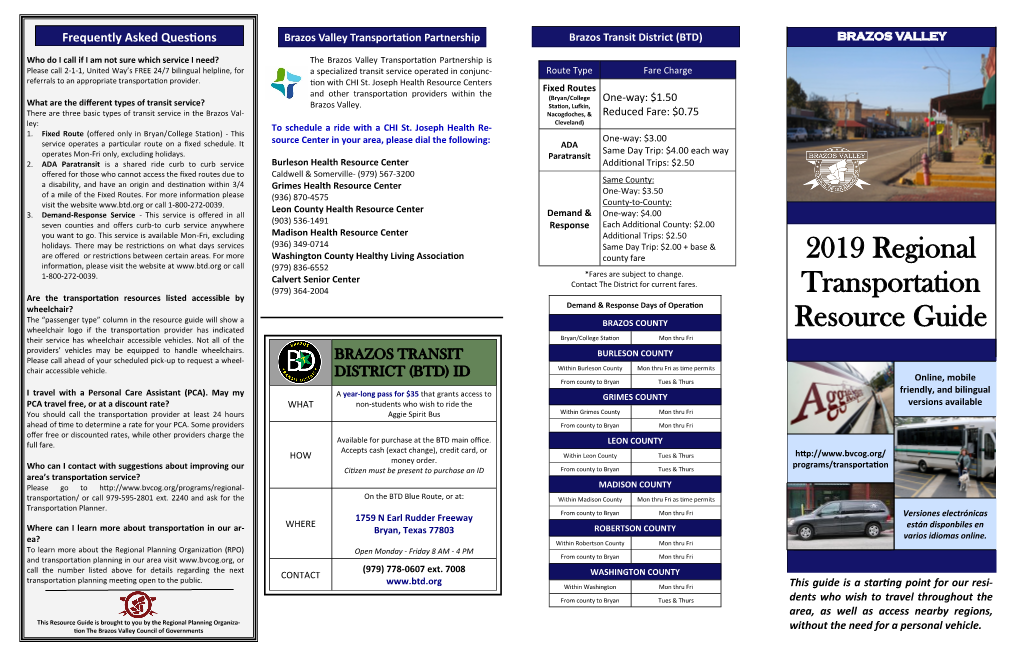 2019 Regional Transportation Resource Guide