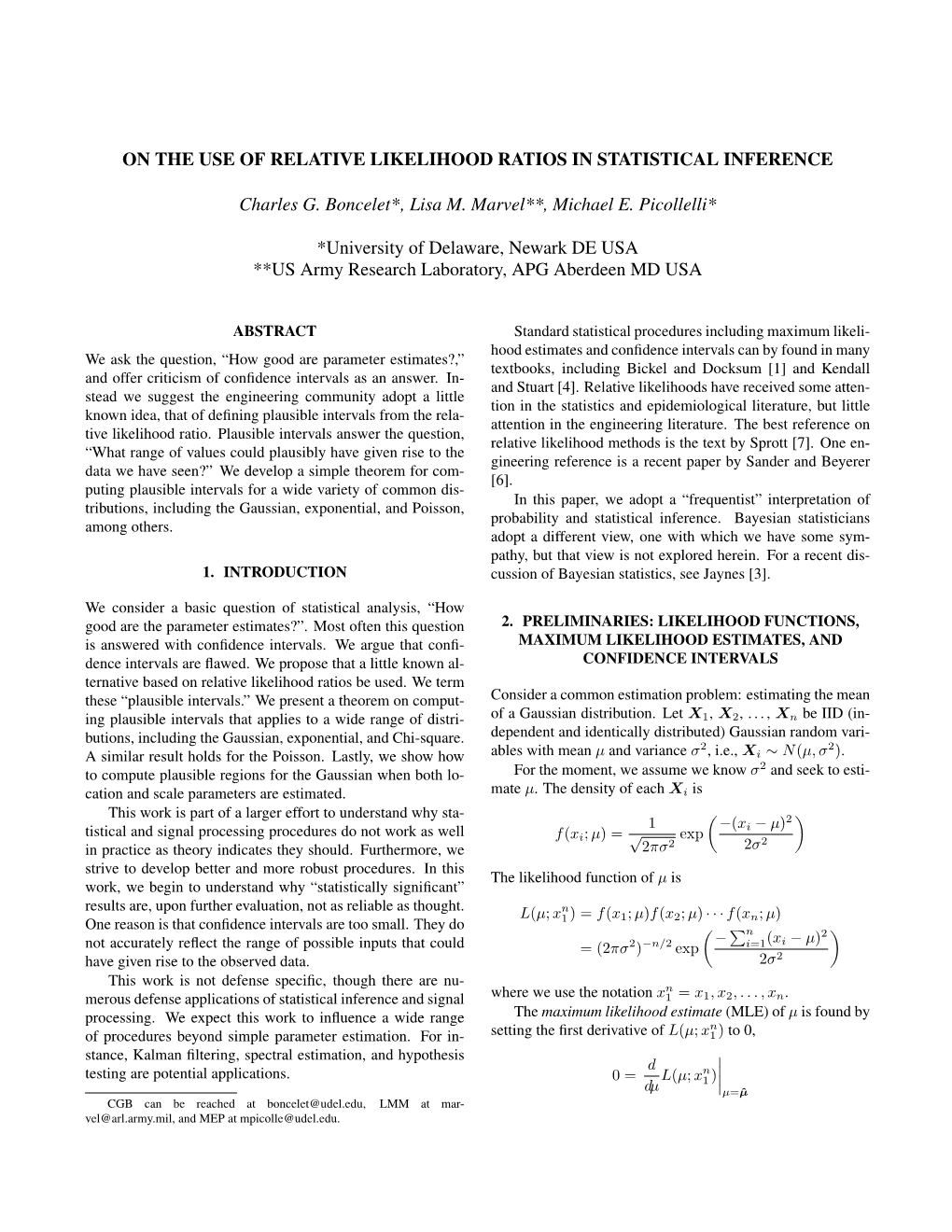 On the Use of Relative Likelihood Ratios in Statistical Inference