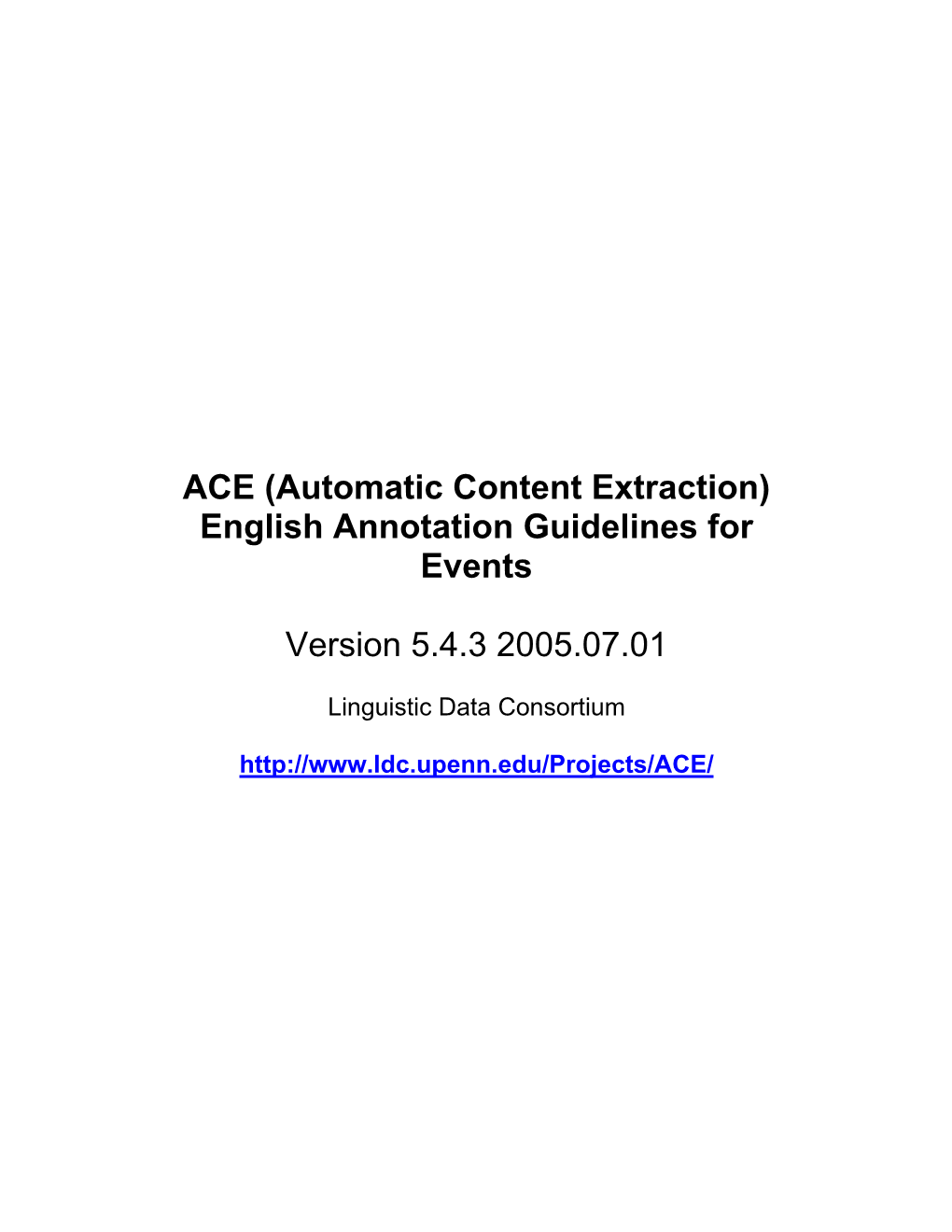 ACE Event Descriptions